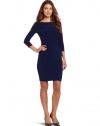 Evan Picone Women's Matte Jersey 3/4 Sleeve Side Trim Detail Dress