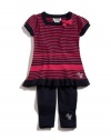GUESS Kids Girls Sweater Dress and Leggings Set, DEEP PINK (12M)