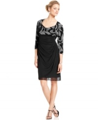 Alex Evenings' dress and jacket ensemble will shine at your next special occasion. The cropped jacket and bust of the dress features a sparkly pattern that catches the light (and all the eyes in the room!). Alex Evenings' dress and jacket ensemble will shine at your next special occasion. The cropped jacket and bust of the dress features a sparkly pattern that catches the light (and all the eyes in the room!).
