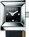 Gucci Women's YA128503 G-Frame Square Black Strap Black Diamond Dial Watch