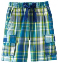 Kitestrings Boys 2-7 Elastic Waist Cargo Pocket Short, Blue Plaid, 6 Kitestrings Boys 2-7 Elastic Waist Cargo Pocket Short, Blue Plaid, 6