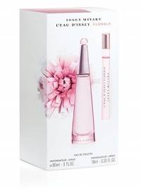 The pure and delicate L'Eau d'Issey Florale is in bloom this spring. Set includes: 3 oz. Eau de Toilette and a 0.33 oz. Purse Spray. The pure and delicate L'Eau d'Issey Florale is in bloom this spring. Set includes: 3 oz. Eau de Toilette and a 0.33 oz. Purse Spray.