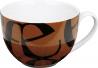 Konitz 22-Ounce Script Collage Cafe au Lait Mugs, Black/Brown, Set of 4 Konitz 22-Ounce Script Collage Cafe au Lait Mugs, Black/Brown, Set of 4