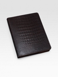 Handmade and refillable book to conveniently hold your lists and notes. A rich leather cover is filled with 176 perforated, lined pages. Gold-gilded premium paper Fabric lining 7 X 9¼ Made in USA Handmade and refillable book to conveniently hold your lists and notes. A rich leather cover is filled with 176 perforated, lined pages. Gold-gilded premium paper Fabric lining 7 X 9¼ Made in USA