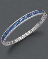 Sparkle perfect for stacking. Effy Collection's stunning bangle bracelet highlights rows of round-cut sapphires (1-3/4 ct. t.w.) and diamonds (3/8 ct. t.w.) set in 14k white gold. Approximate diameter: 2-1/2 inches. Sparkle perfect for stacking. Effy Collection's stunning bangle bracelet highlights rows of round-cut sapphires (1-3/4 ct. t.w.) and diamonds (3/8 ct. t.w.) set in 14k white gold. Approximate diameter: 2-1/2 inches.
