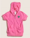 GUESS Kids Girls Short Sleeve Terry Hoodie, PINK (14)