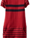 Nautica Sportswear Kids Girls 2-6X Short Sleeve Sweater Dress, Deep Red, 5