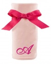 Princess Linens Embroidered Pink Initial Cotton Knit Blanket, A