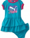 Puma - Kids Baby-girls Infant Ruffle Dress With Diaper Set, Blue Bird, 24 Months
