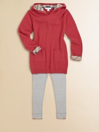 Crafted in luxurious cashmere, with attached hood, front patch pockets and check lining in a tunic silhouette.Attached hoodLong sleeves with check-lined cuffsPullover stylePatch pocketsCashmereDry cleanImported Crafted in luxurious cashmere, with attached hood, front patch pockets and check lining in a tunic silhouette.Attached hoodLong sleeves with check-lined cuffsPullover stylePatch pocketsCashmereDry cleanImported