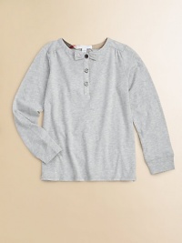 A classic Henley tee gets a feminine touch with a sweet bow at the neck and subtle gathering at the shoulders.Band neckline with bowButton placketLong sleevesCheck inner facingCottonMachine washImported Please note: Number of buttons may vary depending on size ordered. A classic Henley tee gets a feminine touch with a sweet bow at the neck and subtle gathering at the shoulders.Band neckline with bowButton placketLong sleevesCheck inner facingCottonMachine washImported Please note: Number of buttons may vary depending on size ordered.