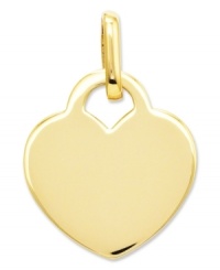 Sweet and simple. This romantic polished heart charm will make the perfect addition to any necklace or bracelet. Crafted in 14k gold. Chain not included. Approximate length: 4/5 inch. Approximate width: 3/5 inch. Sweet and simple. This romantic polished heart charm will make the perfect addition to any necklace or bracelet. Crafted in 14k gold. Chain not included. Approximate length: 4/5 inch. Approximate width: 3/5 inch.