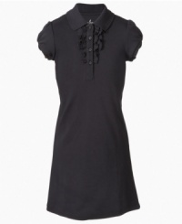 Everyone will take note of her classy style in this uniform polo dress from Nautica, with the right amount of ruffles to keep it fun. Everyone will take note of her classy style in this uniform polo dress from Nautica, with the right amount of ruffles to keep it fun.