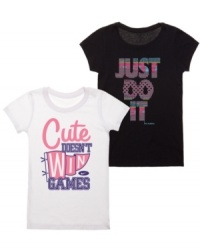 More than anything she loves to compete – give her an edge in these bold tees from Nike. More than anything she loves to compete – give her an edge in these bold tees from Nike.