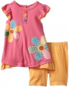 Carter's Watch the Wear Baby-girls Infant 2 Piece Tunic Set With Flower Buttons, Carmine, 12 Months