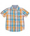 Nautica Sain't Carib S/S Button-Down Shirt (Sizes 4 - 7X) - orange, 5 - 6