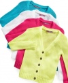 Cozy and comfy in a chunky cotton knit. Dress her up in a pop-bright cardigan from Epic Threads.