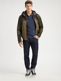 As cold weather approaches, this outerwear style is sure to be a layering favorite, crafted in a resistant cotton/poly blend.Zip frontAttached drawstring hoodZippered side pocketsAbout 26 from shoulder to hem88% cotton/12% polyurethaneMachine washImported As cold weather approaches, this outerwear style is sure to be a layering favorite, crafted in a resistant cotton/poly blend.Zip frontAttached drawstring hoodZippered side pocketsAbout 26 from shoulder to hem88% cotton/12% polyurethaneMachine washImported