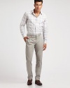 Subtle plaid design offers a cool, casual feel to a classic sportshirt.ButtonfrontChest pocketsCottonDry cleanImported