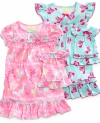Sweet prints for her make this nightgown from Sweet Heart Rose a lovely look, with a matching gown for her little friend. Sweet prints for her make this nightgown from Sweet Heart Rose a lovely look, with a matching gown for her little friend.