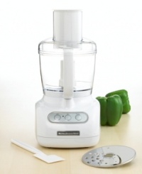 This powerful and hardworking food processor from KitchenAid takes the pain out of food prep. It features a full-size feed tube and multiple blades, including a stainless steel multipurpose blade that blends, chops, minces and emulsifies quickly and easily. Model KFP715. This powerful and hardworking food processor from KitchenAid takes the pain out of food prep. It features a full-size feed tube and multiple blades, including a stainless steel multipurpose blade that blends, chops, minces and emulsifies quickly and easily. Model KFP715.