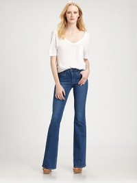 Popular mid-rise flare-leg style that accentuates the hips and gives the appearance of an elongated leg.THE FITRise, about 9½Inseam, about 36THE DETAILSZip flyFront welt pocketsBack patch pockets98% cotton/2% elastaneMachine washImportedModel shown is 5'10½ (179cm) wearing US size 4. Popular mid-rise flare-leg style that accentuates the hips and gives the appearance of an elongated leg.THE FITRise, about 9½Inseam, about 36THE DETAILSZip flyFront welt pocketsBack patch pockets98% cotton/2% elastaneMachine washImportedModel shown is 5'10½ (179cm) wearing US size 4.