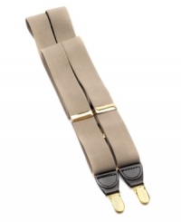 A stylish alternative to a belt, this set of suspenders helps create a timelessly sophisticated look for the office. A stylish alternative to a belt, this set of suspenders helps create a timelessly sophisticated look for the office.