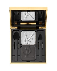 Featuring contrasting duos that work perfectly together, these shadows combine color and luminosity to dress the eyelids with vibrant hues. Thanks to an optical smoothing effect, each shade fully expresses its intensity and radiance. Available in six harmonies of two shades. The light shade widens the look and the darker one underlines and structures the eyes. Featuring contrasting duos that work perfectly together, these shadows combine color and luminosity to dress the eyelids with vibrant hues. Thanks to an optical smoothing effect, each shade fully expresses its intensity and radiance. Available in six harmonies of two shades. The light shade widens the look and the darker one underlines and structures the eyes.