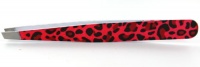 Zink Color Stainless Steel Slant Tweezer Red Leopard Print