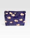 EXCLUSIVELY AT SAKS. Coated poplin pouch in a darling floral print, finished with an exposed zipper closure and a designer emblem. Zipper closureNylon lining10W X 8H X 3DImported