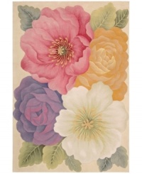 Plush texture. Sumptuous style. With meticulous hand carving, lush detail and a velvety soft finish, Nourison's hand-tufted rug from the Tropics collection delights the senses like never before. Oversized, ornately detailed florals bloom in stunning sunset hues for an exquisitely cultivated result. (Clearance) Plush texture. Sumptuous style. With meticulous hand carving, lush detail and a velvety soft finish, Nourison's hand-tufted rug from the Tropics collection delights the senses like never before. Oversized, ornately detailed florals bloom in stunning sunset hues for an exquisitely cultivated result. (Clearance)
