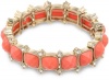 Anne Klein Socialite Gold-Tone Coral Colored Crystal Accents Stretch Bracelet