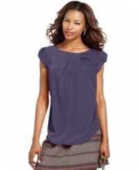 Ruffles and pleats add a feminine appeal to this RACHEL Rachel Roy blouse -- perfect for dressing up everyday denim or topping off a skirt! Ruffles and pleats add a feminine appeal to this RACHEL Rachel Roy blouse -- perfect for dressing up everyday denim or topping off a skirt!