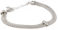 Sterling Silver Italian Rhodium Plated Double Strand Round Box Chain and Swarovski Crystal Bracelet, 7.5+1.5 Extender Sterling Silver Italian Rhodium Plated Double Strand Round Box Chain and Swarovski Crystal Bracelet, 7.5+1.5 Extender