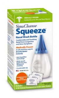 SinuCleanse Squeeze Nasal Wash Kit Plus All-Natural Saline Solution Packets, 30-Count Box