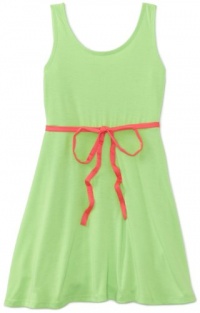Ruby Rox Kids Girls 7-16 Tie Belt Skater Dress, Neon Green, Large Ruby Rox Kids Girls 7-16 Tie Belt Skater Dress, Neon Green, Large