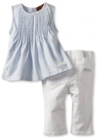 7 For All Mankind Baby-girls Newborn Pleated Top/Jean Set, Baby Blue/White, 0-3 Months 7 For All Mankind Baby-girls Newborn Pleated Top/Jean Set, Baby Blue/White, 0-3 Months