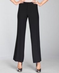 Elegant and totally sophisticated, INC's wide-leg crepe trousers feature a concealed closure and minimal pockets for a sleek look. Elegant and totally sophisticated, INC's wide-leg crepe trousers feature a concealed closure and minimal pockets for a sleek look.