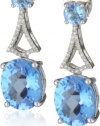 Badgley Mischka Fine Jewelry White Diamonds Blue Topaz Earrings