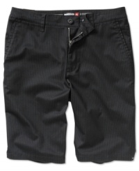 Boardroom meets board short: Walking shorts from Quiksilver in a comfort chino that's been screen-printed with pinstripes.