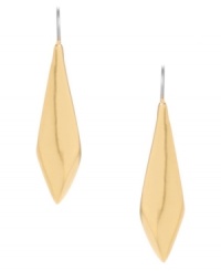 Smooth, sleek, and totally stylish! Kenneth Cole New York's polished drop earrings feature an elongated diamond shape in gold tone mixed metal. Approximate drop: 2 inches. Smooth, sleek, and totally stylish! Kenneth Cole New York's polished drop earrings feature an elongated diamond shape in gold tone mixed metal. Approximate drop: 2 inches.