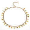 Fall Muti-Colored Faceted Swarovski Crystal with Cubic Zirconia CZ on Micron Gold Plated Brass Anklet Bracelet 8.5''-10.5''
