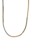 Thrice as nice. BCBGeneration combines silver, gold and rose gold-plated mixed metal in this trendy colorblock chain necklace. Approximate length: 21 inches.