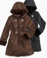 Faux-fur trim and shearling look on these chic coats from S. Rothschild give her a finely tuned winter style. Faux-fur trim and shearling look on these chic coats from S. Rothschild give her a finely tuned winter style.