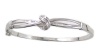 Sterling Silver Diamond Knot Bangle Bracelet (1/7 cttw)