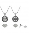Harley-Davidson® MOD® Women's Circle Beaded Necklace Set with White Swarovski Crystals HDS0002
