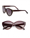 These retro-inspired resin frames are embellished in contrasting metal. Available in translucent burgundy with smoke gradient lens. 100% UV protectionImported