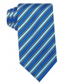 Contrast stripes on this Geoffrey Beene silk tie add a charge to any basic 9-to-5 outfit.