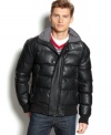 Upgrade your cold-weather style with this modern puffer jacket from DKNY Jeans.