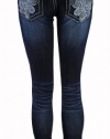 Miss Me Blue Fleur De Lis Skinny, Dark